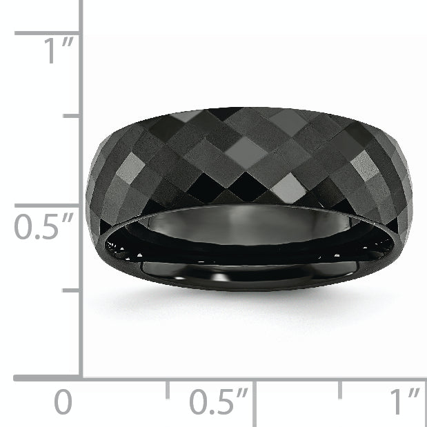 Chisel Ceramic Black Faceted 7.5mm Polished Band