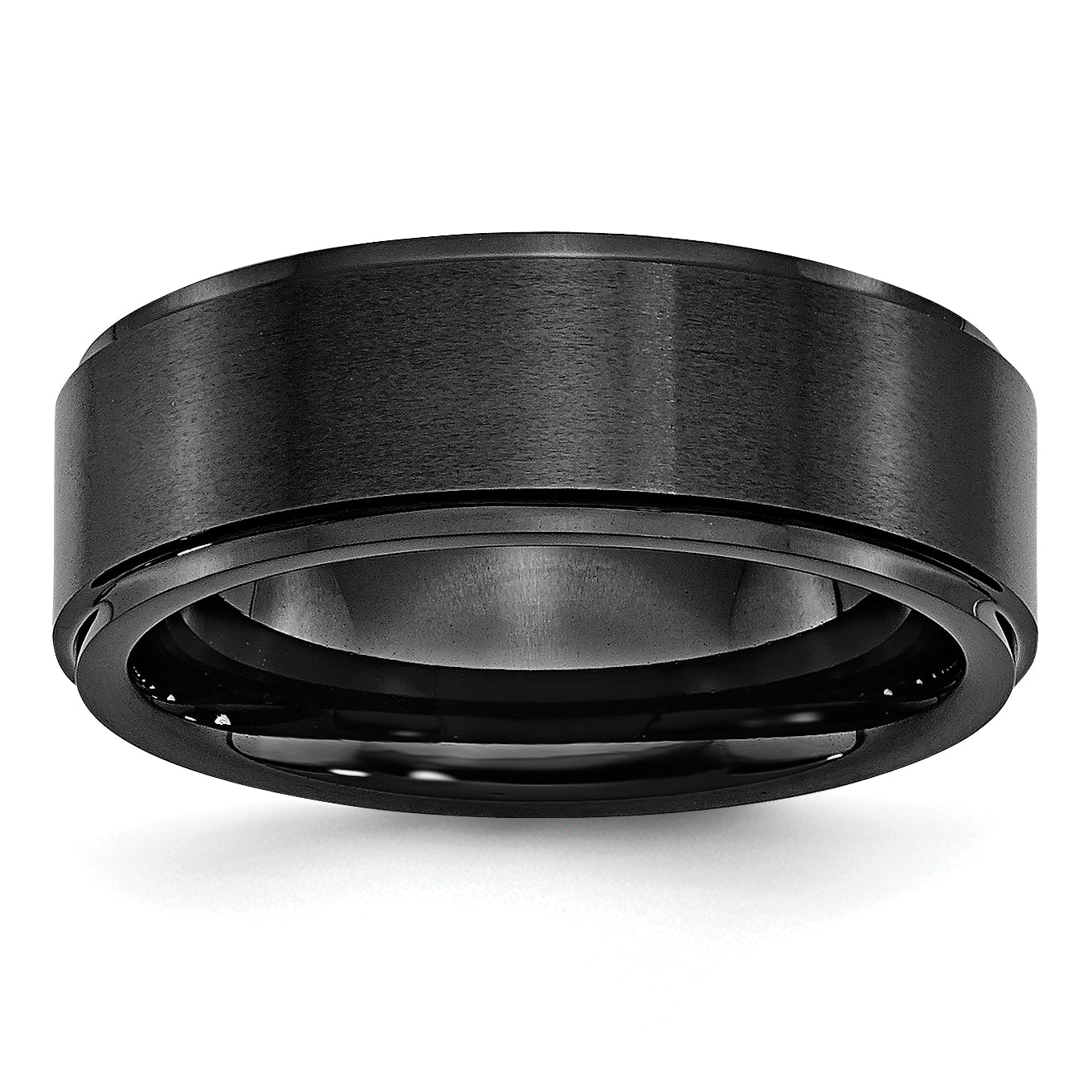 Chisel Black Ceramic Ridged Edge 8mm Brushed and Polished Band Main image