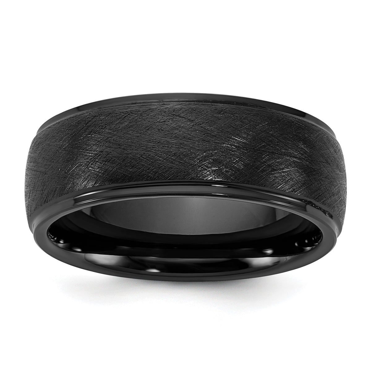 Scratch-Finish Band in Black Ceramic, 8mm, Size 7–13 - Sophia Jewelers Main image