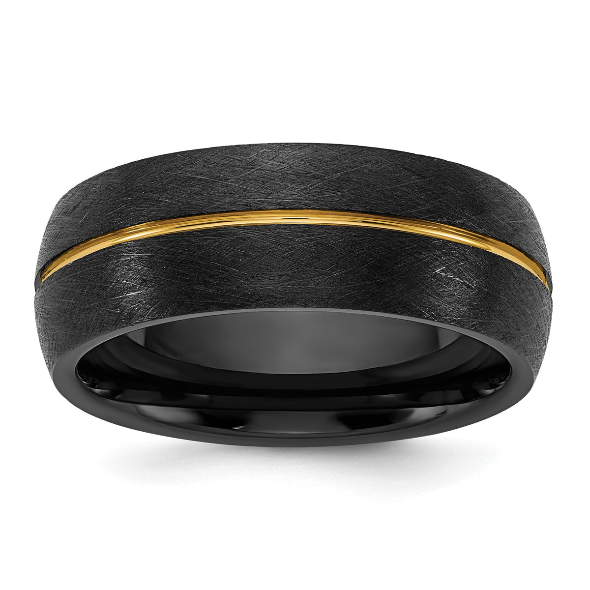 Finished Center Wedding Band in Ceramic, 8mm, Size 7–13 - Sophia Jewelers Main image
