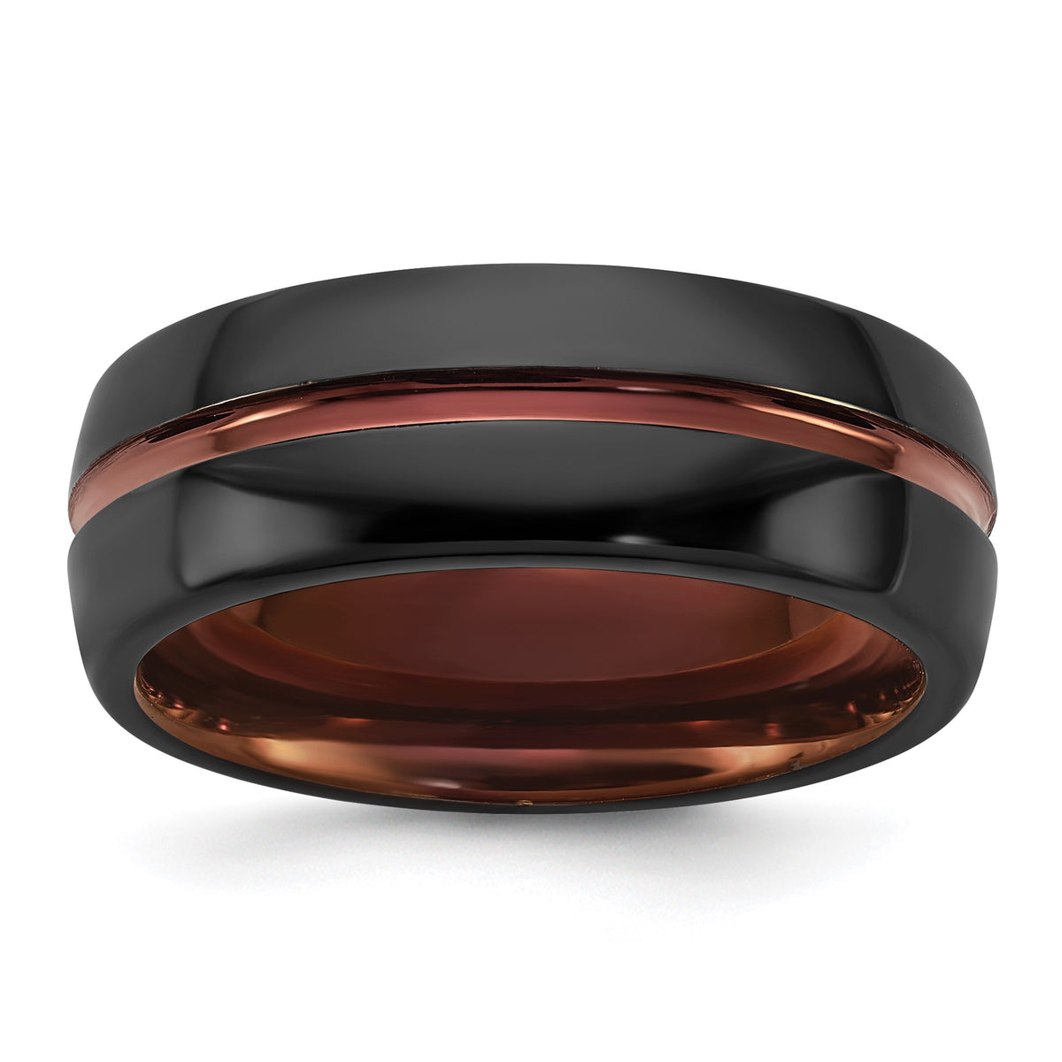 Men's Two-Tone Wedding Band in Black Ceramic & Bronze, 8mm, Size 7–13 - Sophia Jewelers Main image
