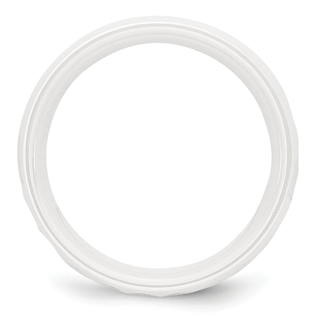Chisel Ceramic White Faceted 8mm Polished Band