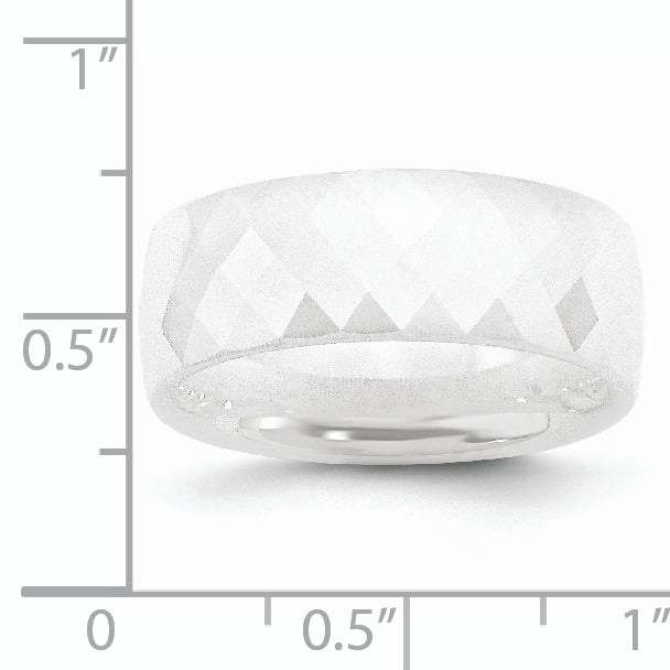 Chisel Ceramic White Faceted 8mm Polished Band