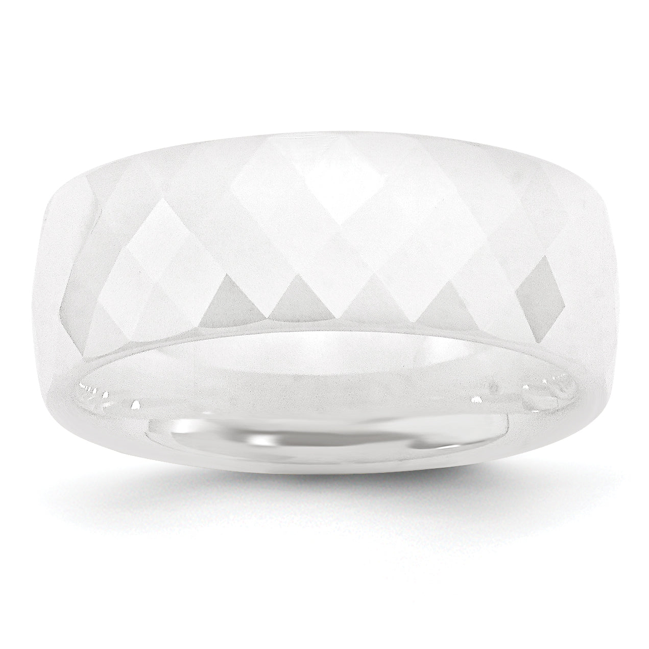 Chisel Ceramic White Faceted 8mm Polished Band Main image