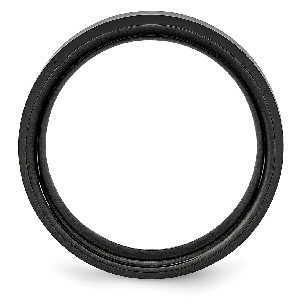 Chisel Ceramic Black Beveled Edge 8mm Brushed and Polished Band - Sophia Jewelers