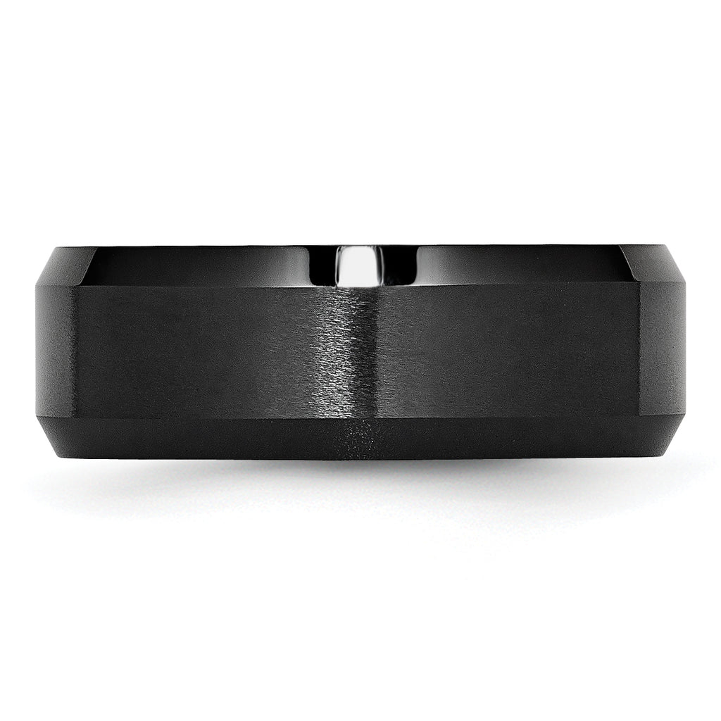 Chisel Ceramic Black Beveled Edge 8mm Brushed and Polished Band - Sophia Jewelers