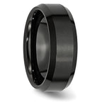 Chisel Ceramic Black Beveled Edge 8mm Brushed and Polished Band - Sophia Jewelers