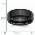 Chisel Ceramic Black Beveled Edge 8mm Brushed and Polished Band - Sophia Jewelers