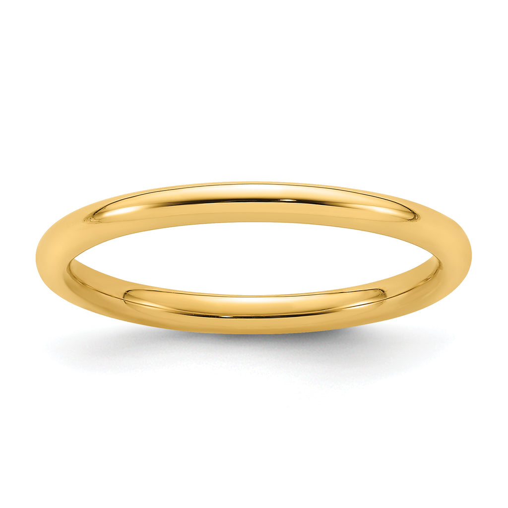 14K Yellow Gold Domed Comfort-Fit Wedding Band 2mm