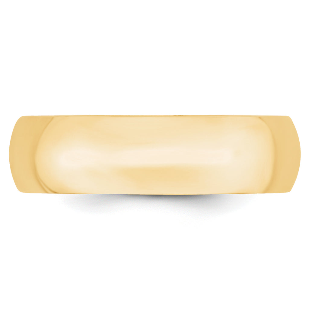 14K Yellow Gold Domed Comfort-Fit Wedding Band 6mm