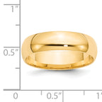 14K Yellow Gold Domed Comfort-Fit Wedding Band 6mm