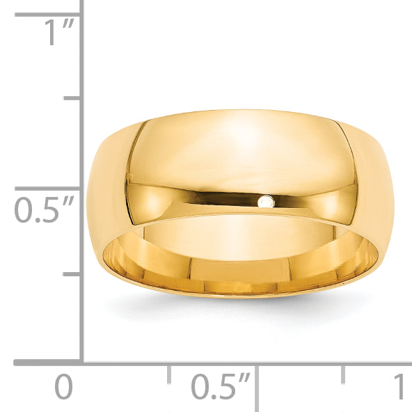 8.0mm 14K Yellow Gold Lightweight Comfort Fit Wedding Band Secondary image