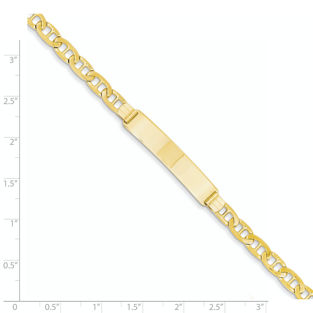 14k Polished Solid Chain/Solid Plate Anchor Link 34x7mm Plate 8 inch ID Bracelet