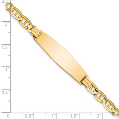 14k Polished Solid Chain/Solid Plate Anchor Link Soft Diamond Shape 33x9.8mm Plate 8 inch ID Bracelet
