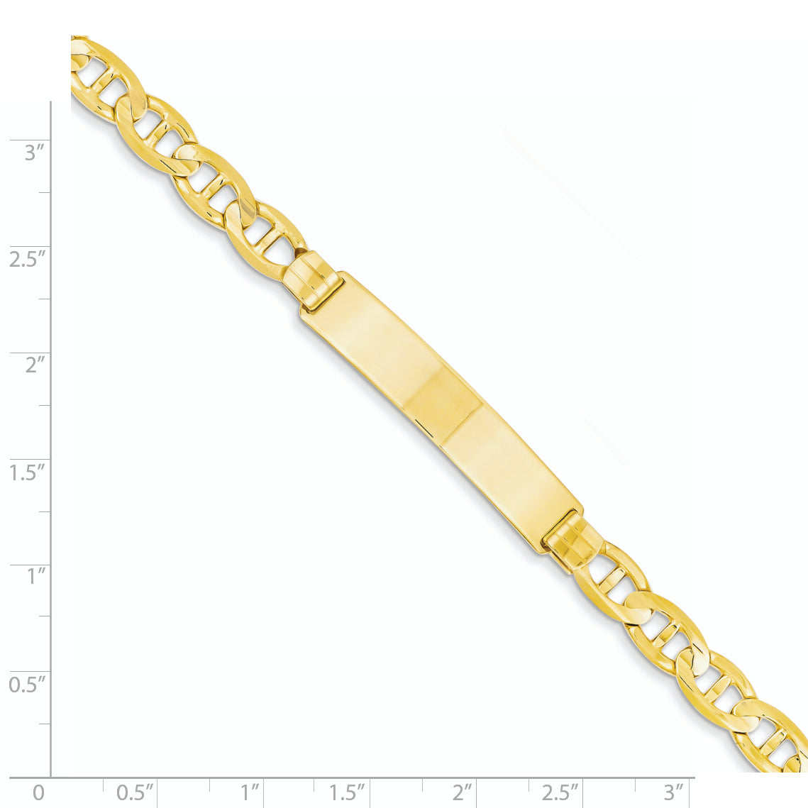 14k Polished Solid Chain/Solid Plate Anchor Link 37x10mm Plate 8 inch ID Bracelet