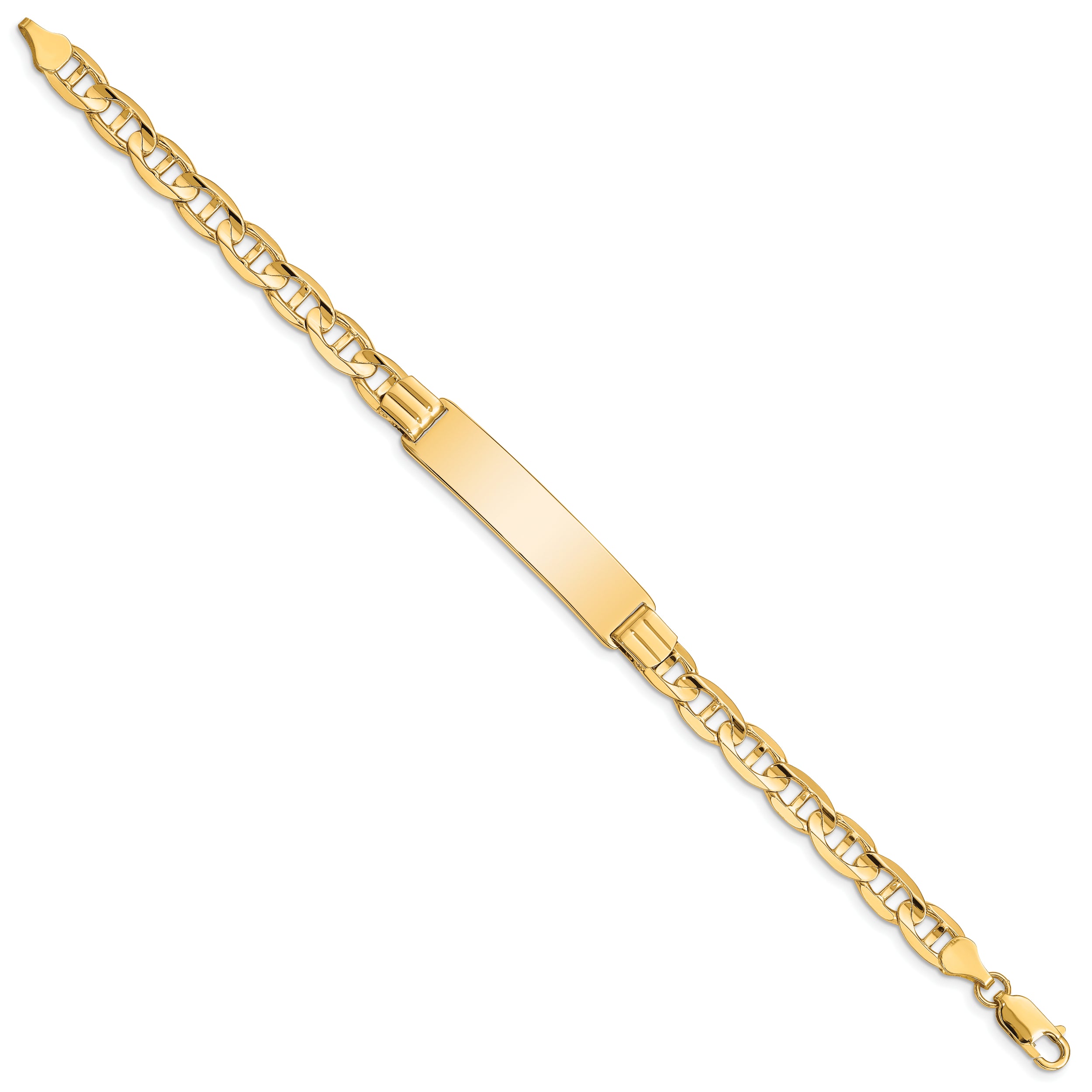 14k Polished Solid Chain/Solid Plate Anchor Link 37x10mm Plate 8 inch ID Bracelet