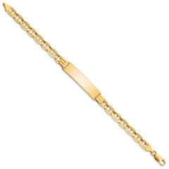14k Polished Solid Chain/Solid Plate Anchor Link 37x10mm Plate 8 inch ID Bracelet