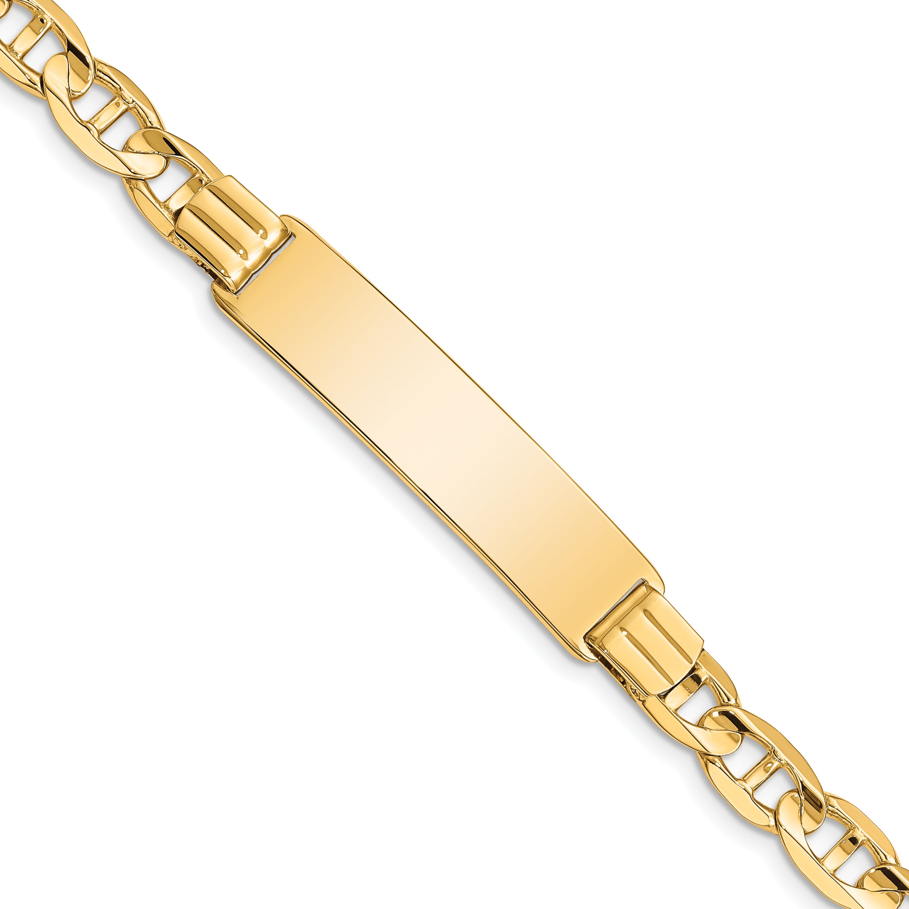 14k Polished Solid Chain/Solid Plate Anchor Link 37x10mm Plate 8 inch ID Bracelet Main image