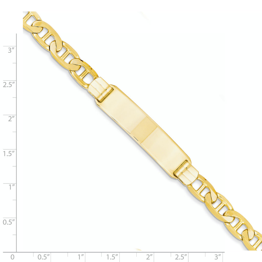 14k Polished Solid Chain/Solid Plate Anchor Link 37x10mm Plate 8 inch ID Bracelet
