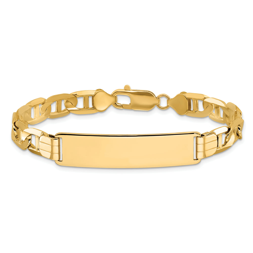14k Polished Solid Chain/Solid Plate Anchor Link 37x10mm Plate 8 inch ID Bracelet