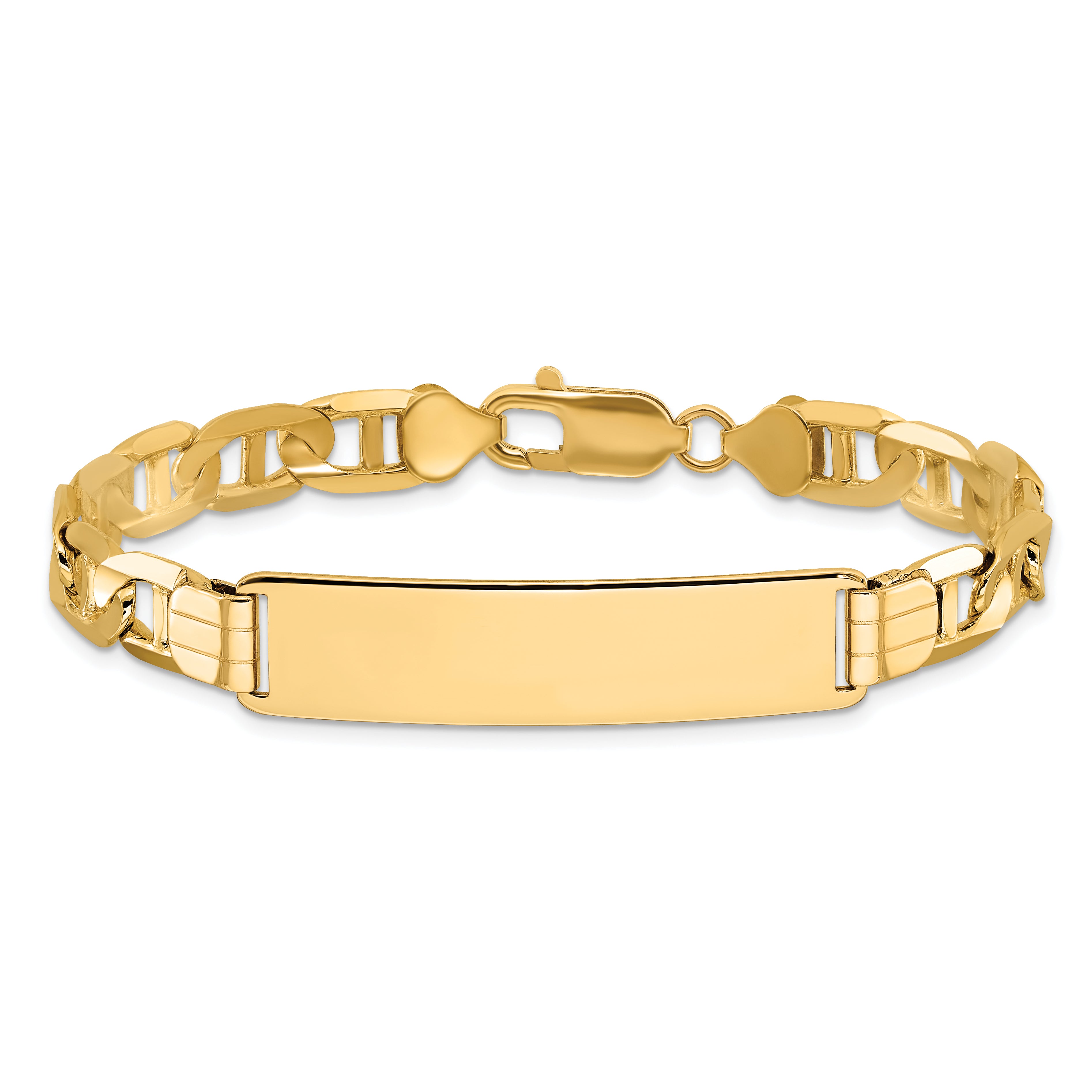 14k Polished Solid Chain/Solid Plate Anchor Link 37x10mm Plate 8 inch ID Bracelet