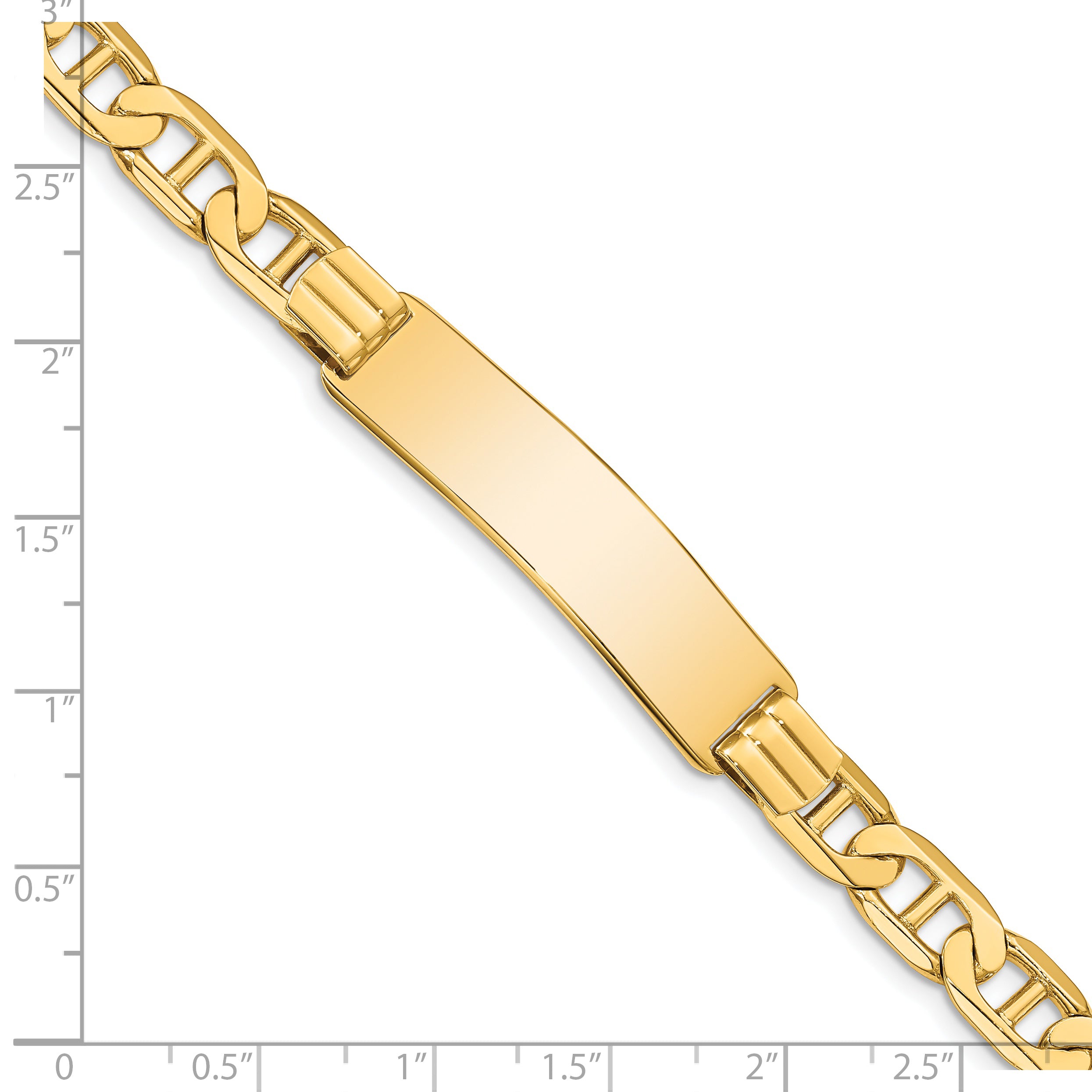14k Polished Solid Chain/Solid Plate Anchor Link 37x10mm Plate 8 inch ID Bracelet