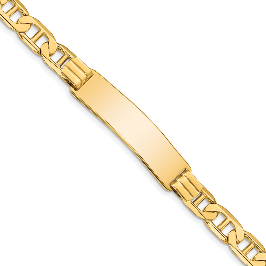 14k Polished Solid Chain/Solid Plate Anchor Link 37x10mm Plate 8 inch ID Bracelet