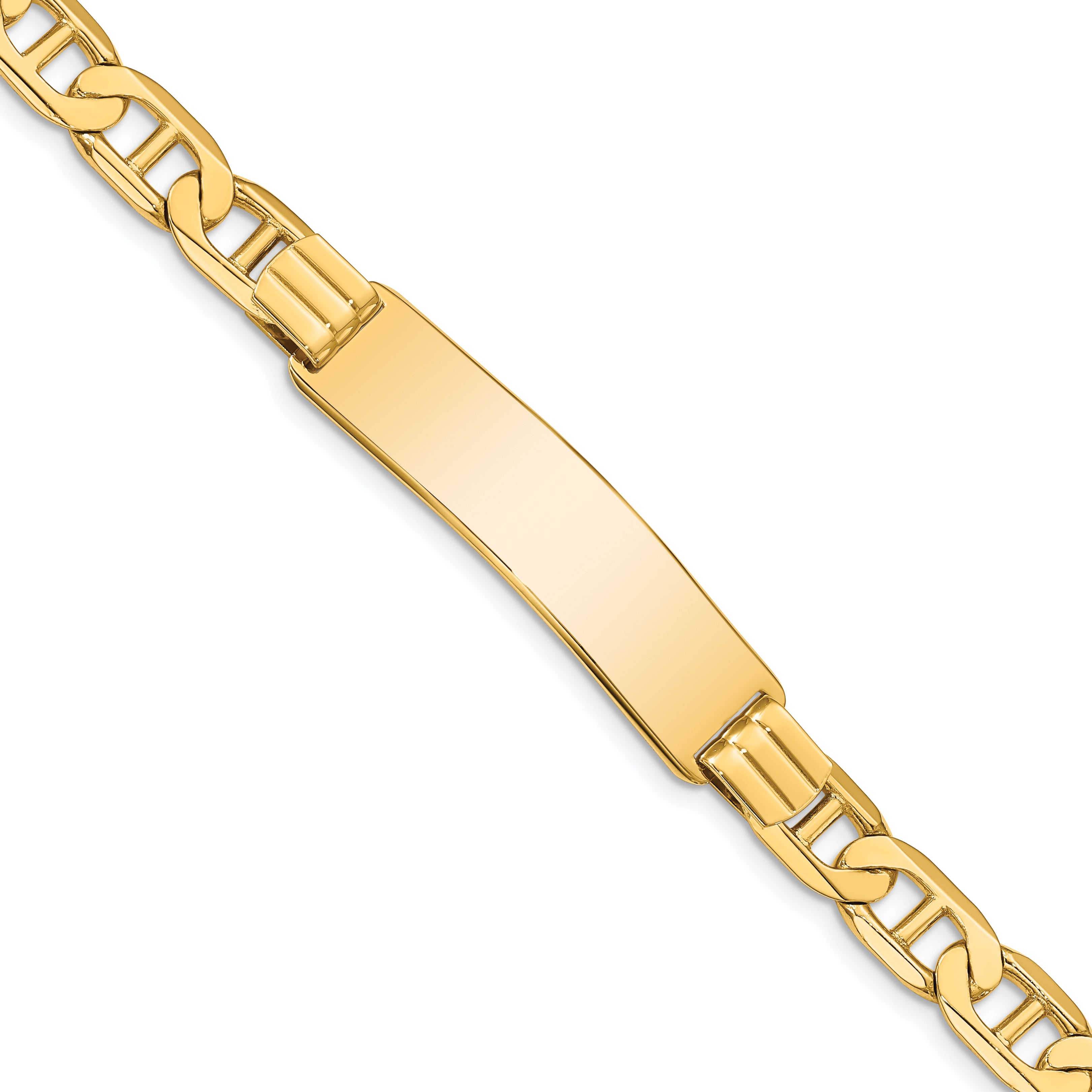 14k Polished Solid Chain/Solid Plate Anchor Link 37x10mm Plate 8 inch ID Bracelet