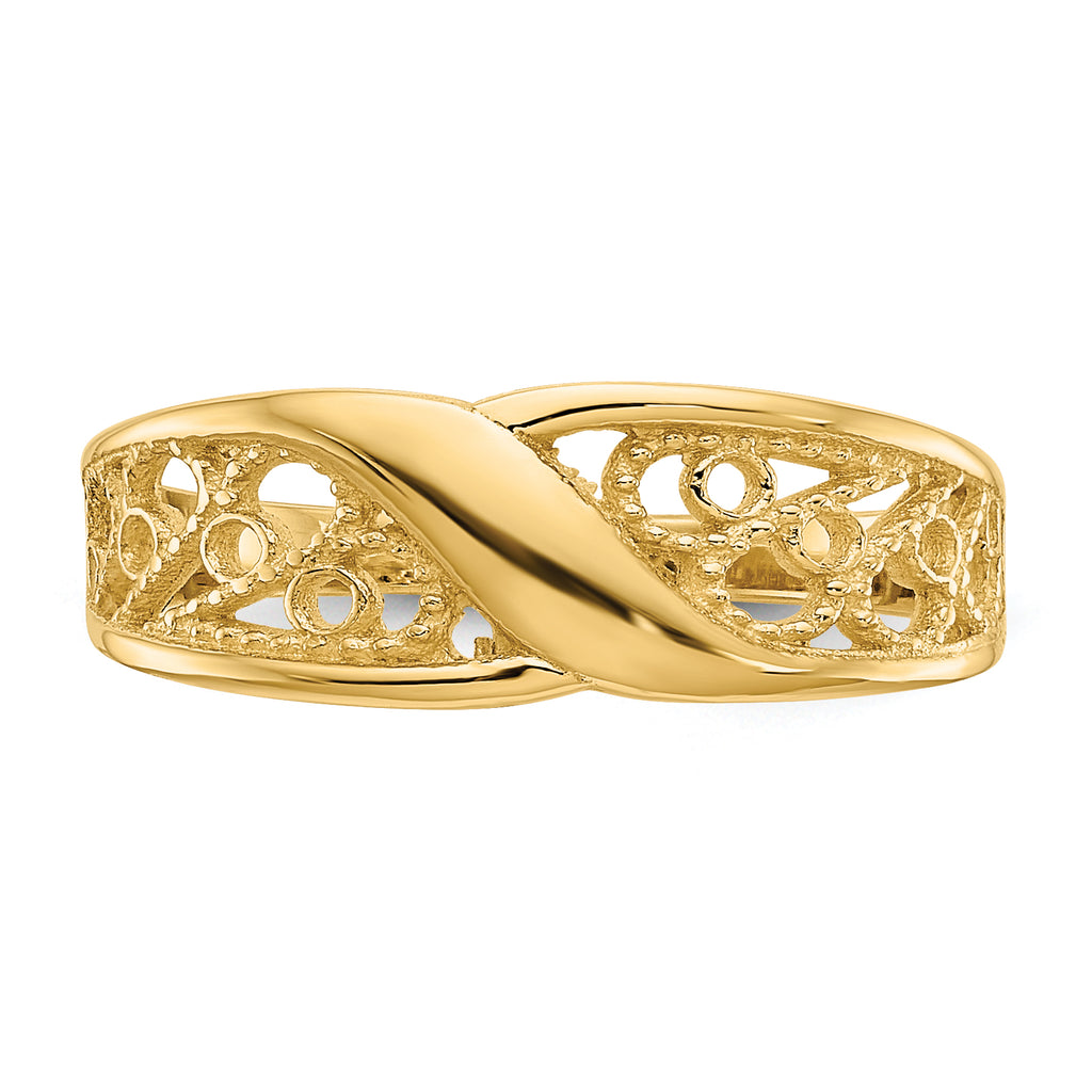 10K Polished Filigree Ring - view 5