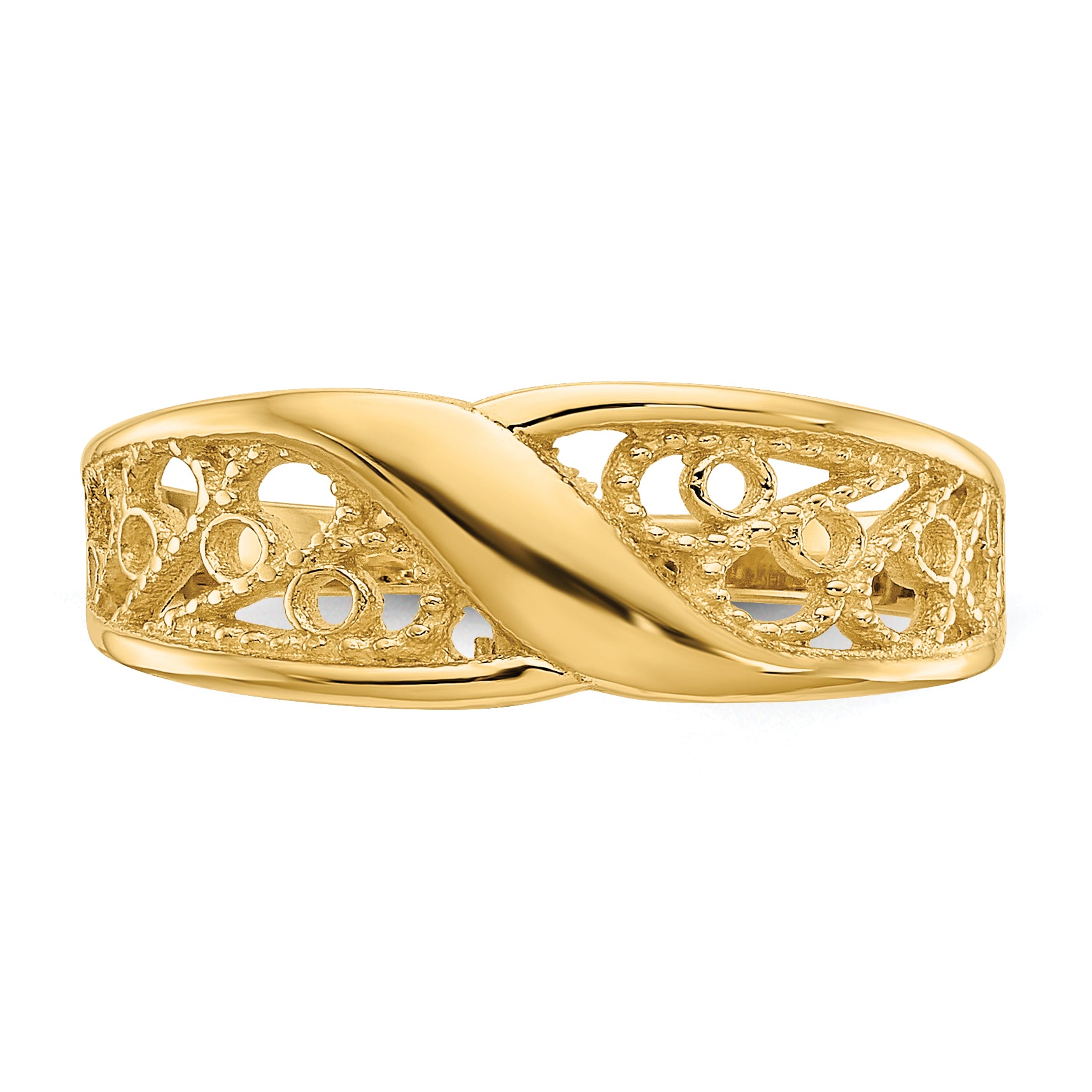 10K Polished Filigree Ring - view 5