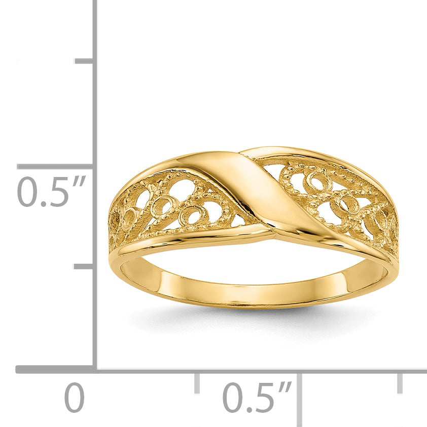 10K Polished Filigree Ring - view 3