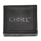 Chisel Stainless Steel Polished White Ceramic CZ Ridged Edge Ring