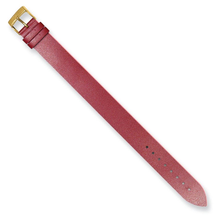 Moog Gold-plated Red Smooth Polish Finish Calf Leather Watch Band - Sophia Jewelers