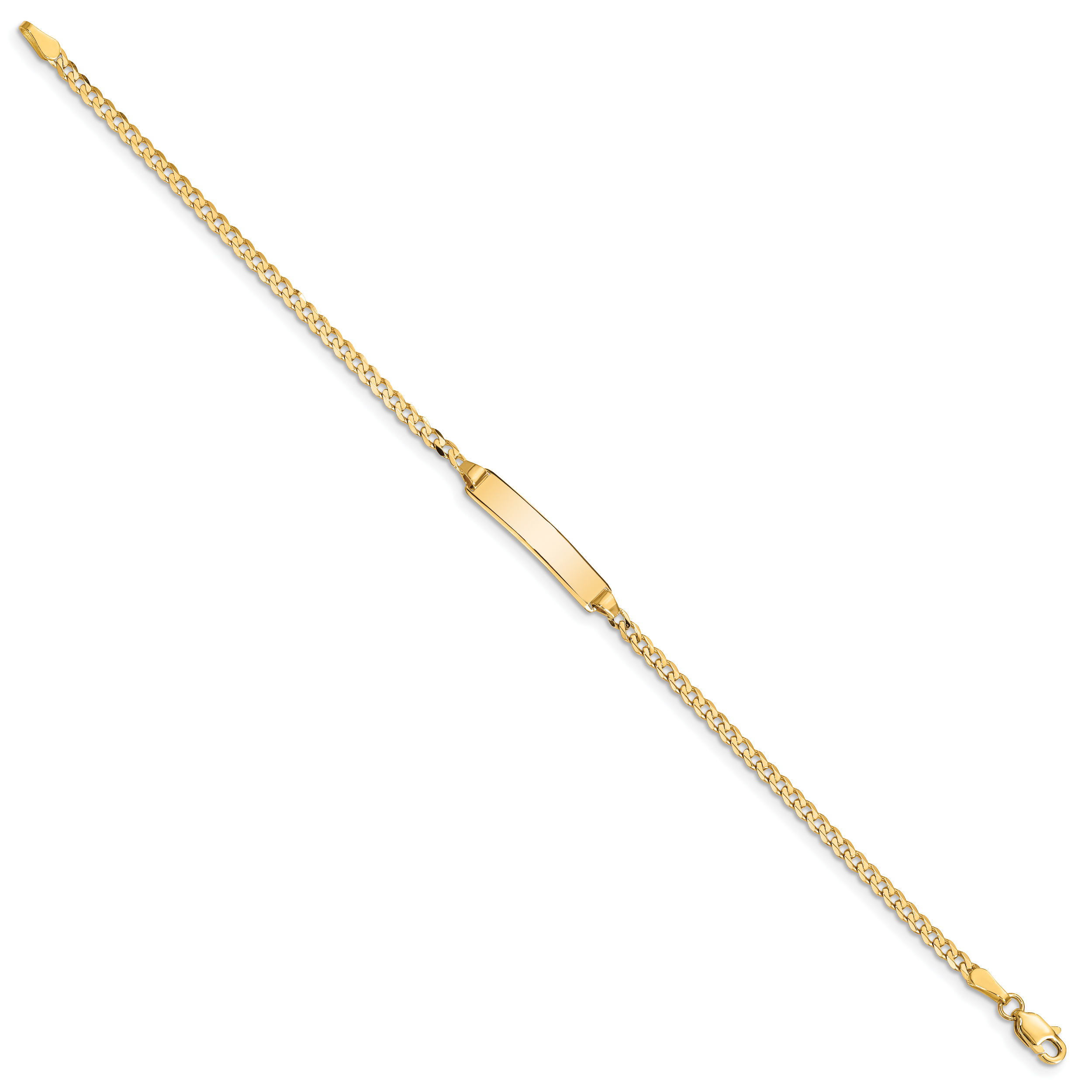14K Yellow Gold Solid Curb ID Bracelet 2.5mm Secondary image