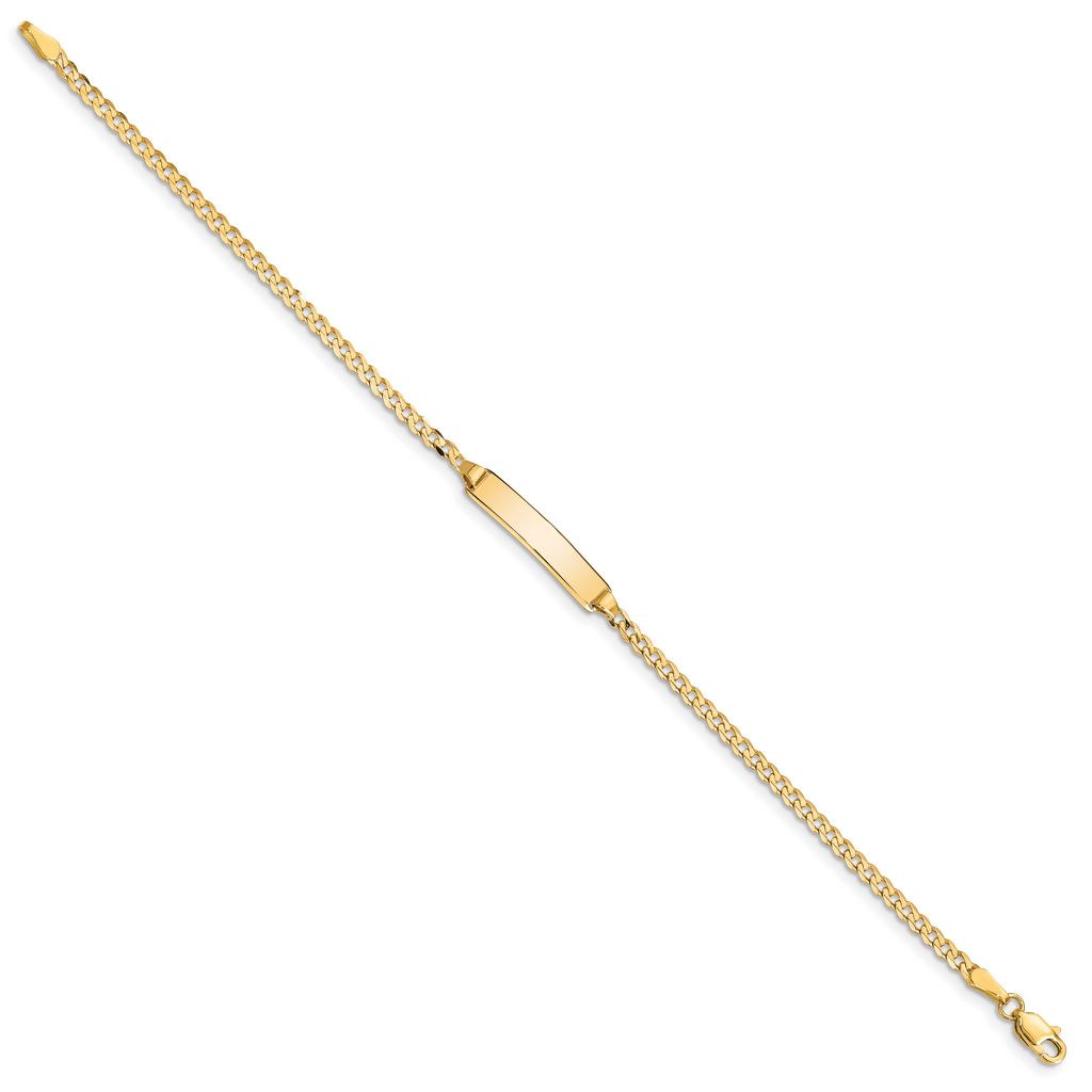 14k Polished Solid Chain/Solid Plate Curb Link 20x4.8mm Plate 7 inch ID Bracelet - Sophia Jewelers