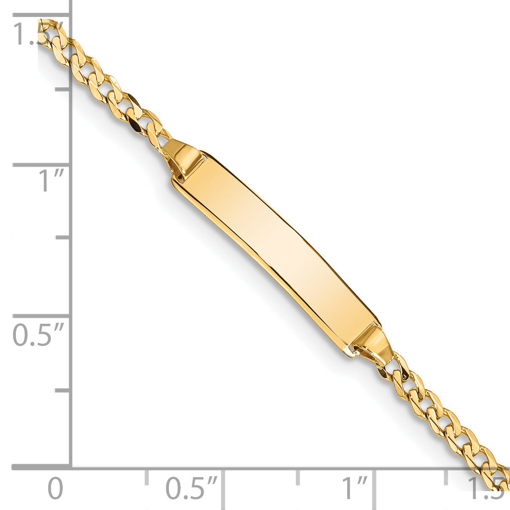 14k Polished Solid Chain/Solid Plate Curb Link 20x4.8mm Plate 7 inch ID Bracelet - Sophia Jewelers