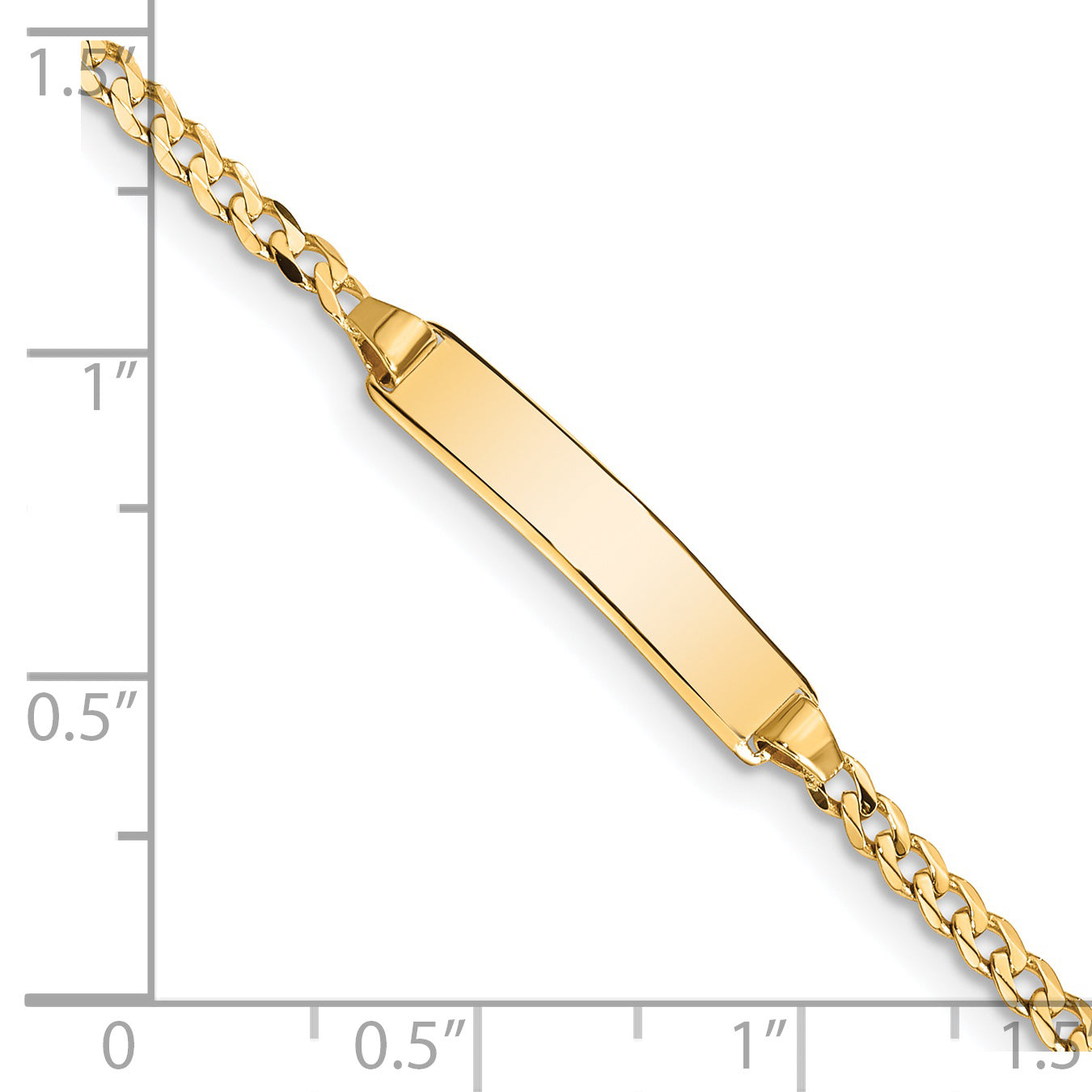 14k Polished Solid Chain/Solid Plate Curb Link 20x4.8mm Plate 7 inch ID Bracelet - Sophia Jewelers