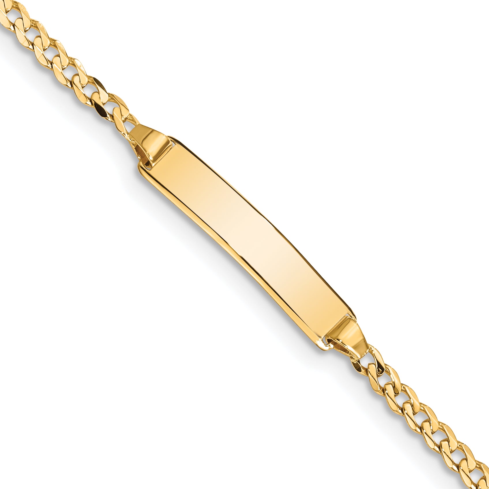 14k Polished Solid Chain/Solid Plate Curb Link 20x4.8mm Plate 7 inch ID Bracelet - Sophia Jewelers