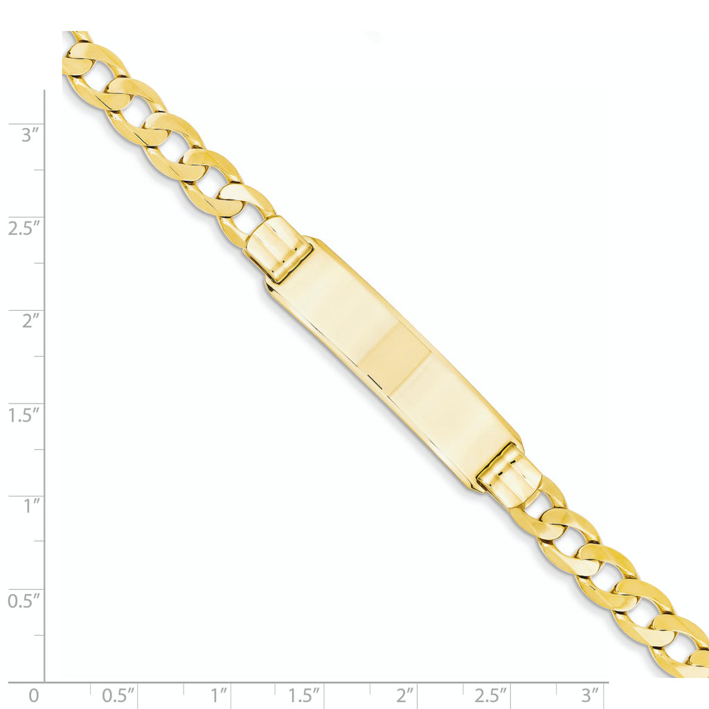 14k Polished Solid Chain/Solid Plate Curb Link 37x8mm Plate 8 inch ID Bracelet