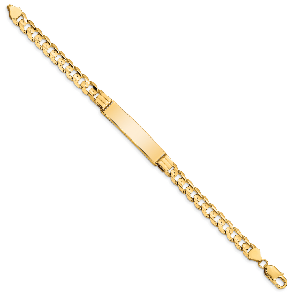 14k Polished Solid Chain/Solid Plate Curb Link 37x8mm Plate 8 inch ID Bracelet