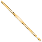 14k Polished Solid Chain/Solid Plate Curb Link 37x8mm Plate 8 inch ID Bracelet