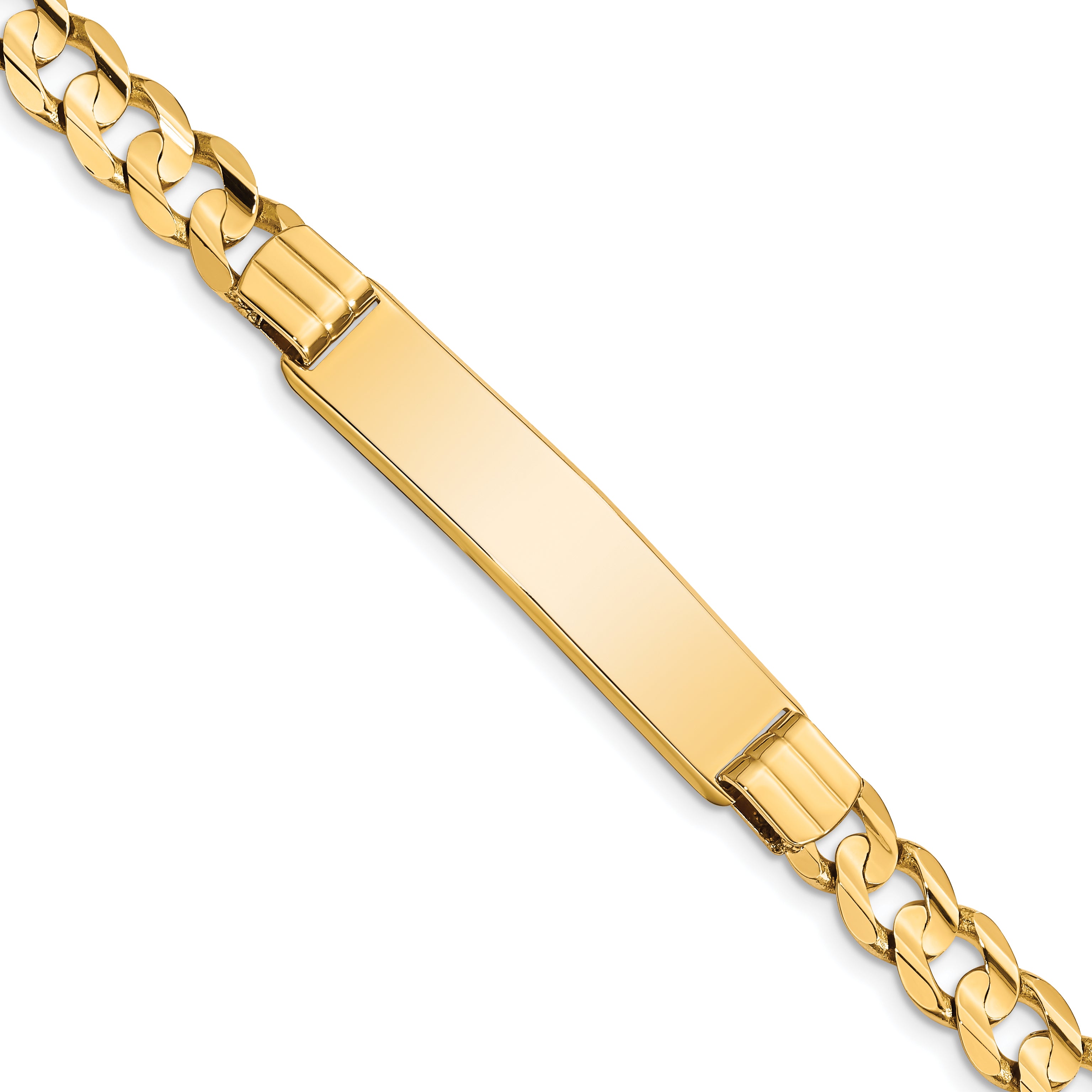 14k Polished Solid Chain/Solid Plate Curb Link 37x8mm Plate 8 inch ID Bracelet Main image
