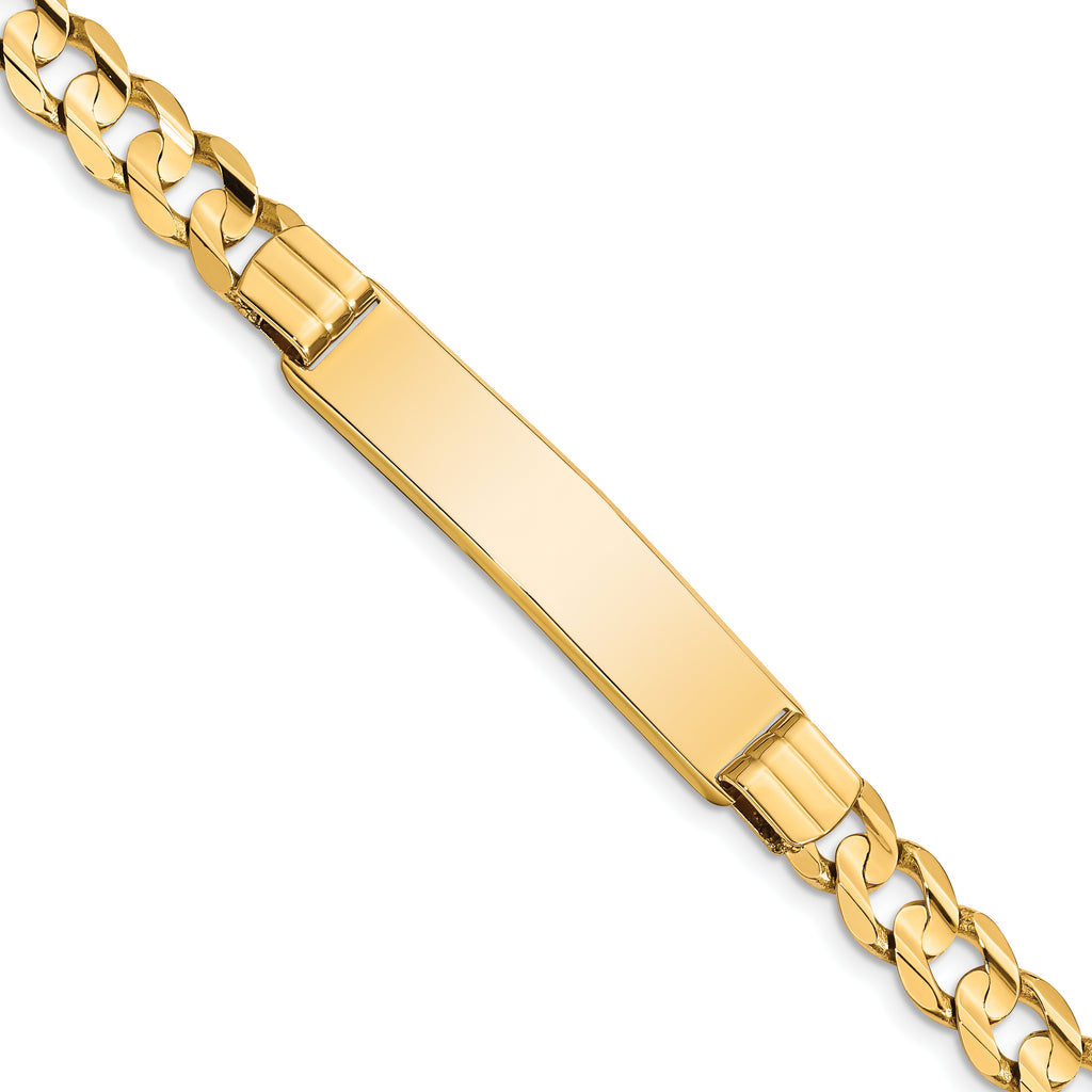 14k Polished Solid Chain/Solid Plate Curb Link 37x8mm Plate 8 inch ID Bracelet