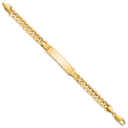 14k Polished Solid Chain/Solid Plate Curb Link 37x8.5mm Plate 8 inch ID Bracelet