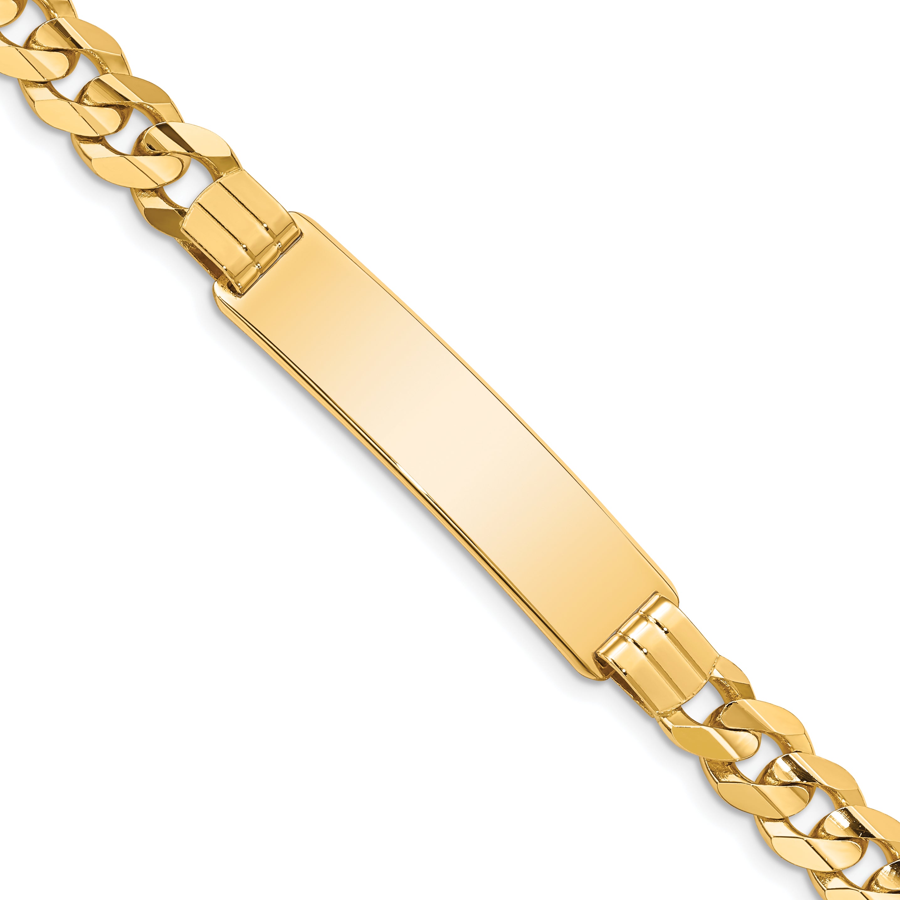 14k Polished Solid Chain/Solid Plate Curb Link 37x8.5mm Plate 8 inch ID Bracelet Main image