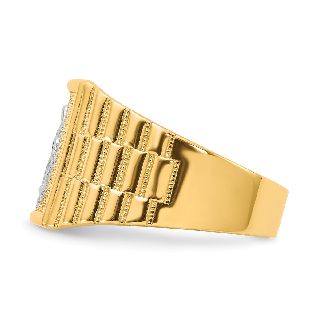 14k and Rhodium Men's Our Lady of Guadalupe Ring