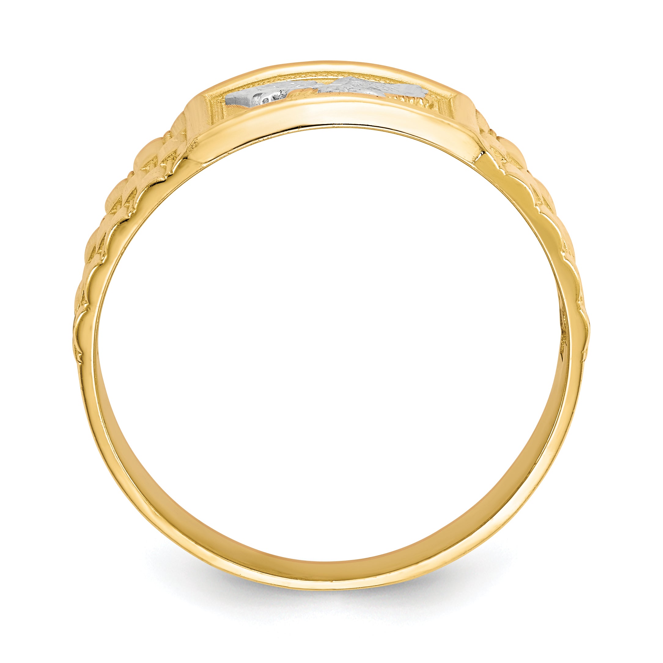 14k and Rhodium Men's Eagle Ring