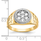 14k w/Rhodium Men's CZ Cluster Ring