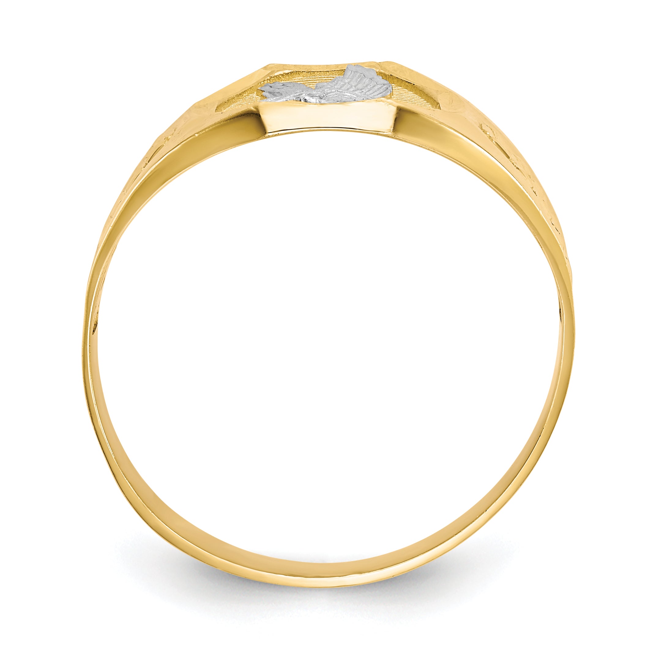 14k and Rhodium Men's Eagle Ring