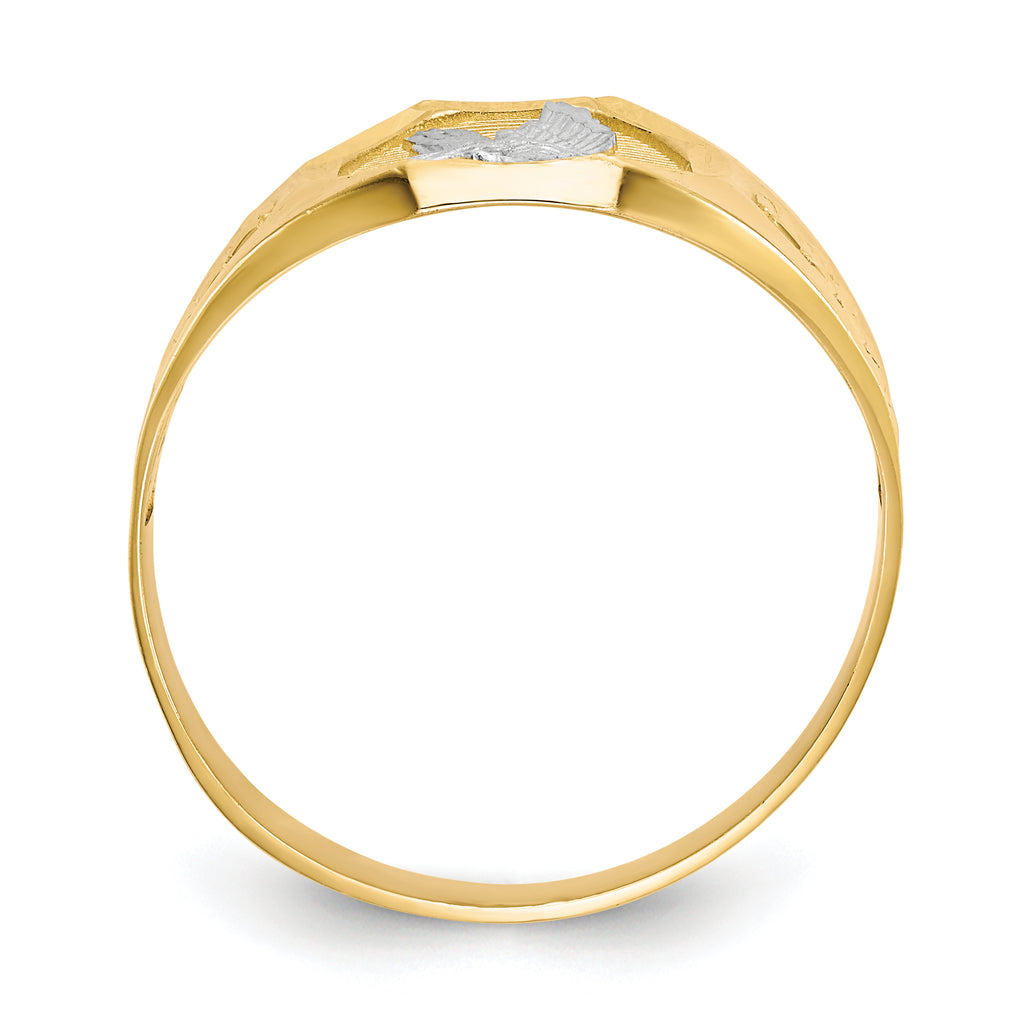 14k and Rhodium Men's Eagle Ring